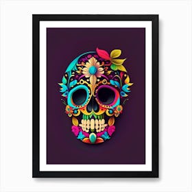 Skull With Vibrant Colors 1 Mexican Art Print