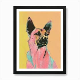 Pastel Norwegian Buhund Dog Line Illustration 3 Art Print