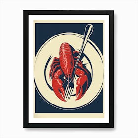 Lobster On A Plate With A Fork Art Print