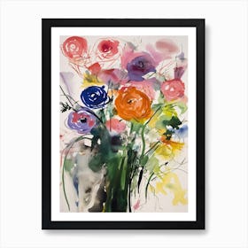 Ranunculus Flower Illustration 4 Art Print