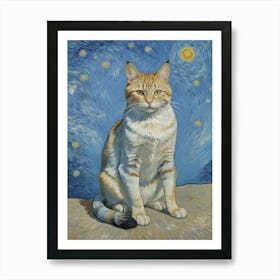 Cat With Starry Sky Art Print