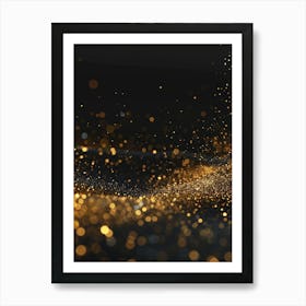 Gold Sparkles On Black Background 4 Art Print