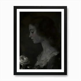 Girl With Roses Art Print