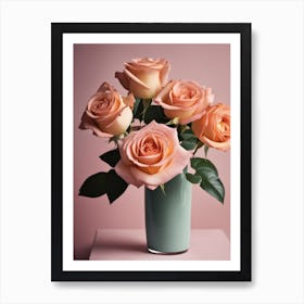 A Vase Of Pink Roses 18 Art Print