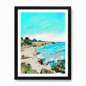 Seaside Hill And Beach Landscape Art Print