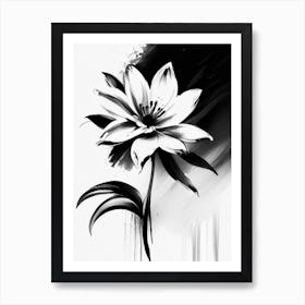 Flower Symbol Black And White Painting Art Print