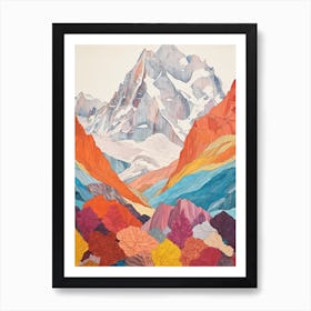 Nanga Parbat Pakistan 3 Colourful Mountain Illustration Art Print
