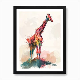 Giraffe Watercolour Paint Splash Art Print