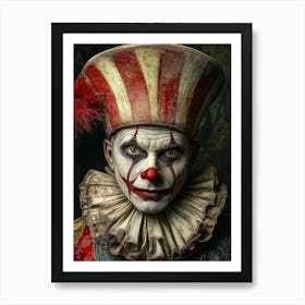 Art,Art Work,People ,Ballerina, Circus,Face, Photography, Balley Mood, Sadness,Male, Digital Art, Face, Clowen Artist,19th,Old Style Art Print