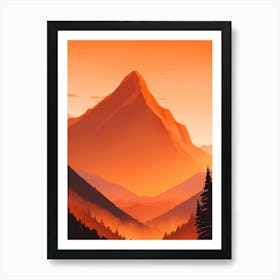 Misty Mountains Vertical Composition In Orange Tone 79 Art Print