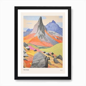 Tryfan Wales 2 Colourful Mountain Illustration Poster Art Print