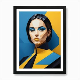 Geometric Woman Portrait Pop Art Fashion Yellow (20) Art Print