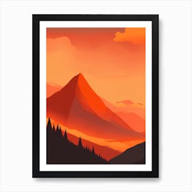 Misty Mountains Vertical Background In Orange Tone 6 Art Print