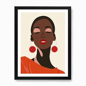 African Woman With Red Earrings Art Print