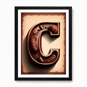 C  Chocolate, Letter, Alphabet Retro Drawing 2 Art Print