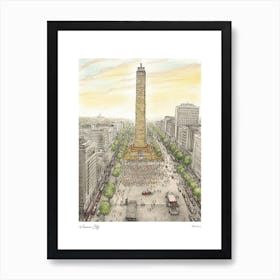 Mexico City Mexico Drawing Pencil Style 4 Travel Poster Art Print