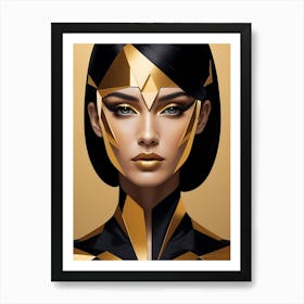 Geometric Woman Portrait Luxury Gold (3) Art Print