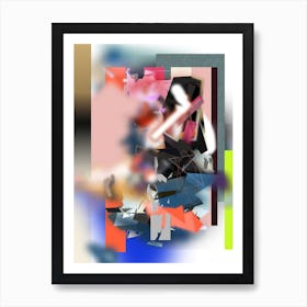 Coloful Geometric Abstraction Orange Deep Bleu Pink And Green Art Print