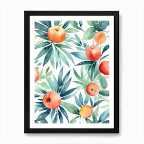 Watercolor Fruit Seamless Pattern Art Print