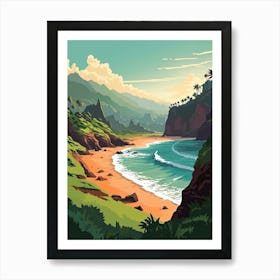 Kauai Hawaii, Usa, Flat Illustration 4 Art Print