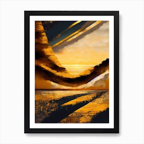 Golden Sunset Watercolor Art Art Print