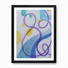 Watercolor Abstract Painting - Purple Yellow Blue Art Print