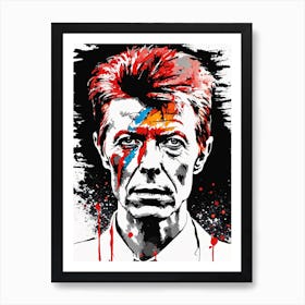David Bowie Portrait Ink Painting (18) Art Print