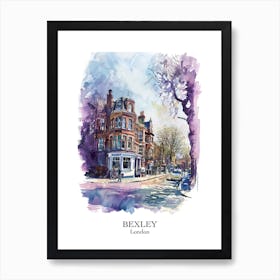 Bexley London Borough   Street Watercolour 1 Poster Art Print