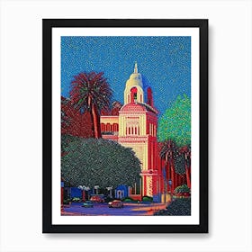 Santa Clara, City Us  Pointillism Art Print