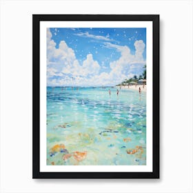 A Painting Of Seven Mile Beach, Negril Jamaica 1 Art Print