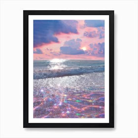 Sunset Beach Pink Dreamy Art Print