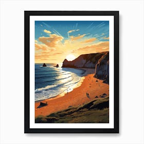 A Vibrant Painting Of Durdle Door Beach Dorset 2 Art Print