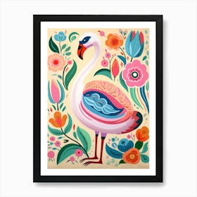 Pink Scandi Swan 2 Art Print