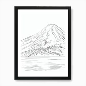 Mount Fuji Japan Line Drawing 5 Art Print