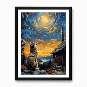 Stargazing Wolf 1 Art Print