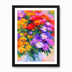 Yarrow Floral Abstract Block Colour Flower Art Print