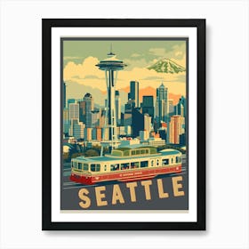 Seattle Vintage Travel Poster 1 Art Print