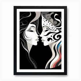 Harmony And Discord Abstract Black And White 1 Art Print