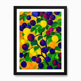 Damson Fruit Vibrant Matisse Inspired Painting Fruit Art Print