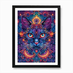 Psychedelic Cat 21 Art Print