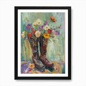 Cowboy Boots And Wildflowers 8 Art Print