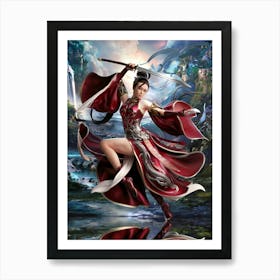 Gorgeous Asian Female Warrior Sword Dance #8 Art Print