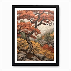 Black Cherry 1 Vintage Autumn Tree Print  Art Print
