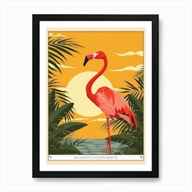 Greater Flamingo Rio Lagartos Yucatan Mexico Tropical Illustration 10 Poster Art Print