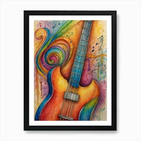 Colorful Guitar Art Print