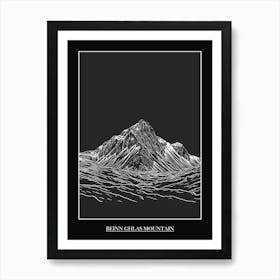 Beinn Ghlas Mountain Line Drawing 1 Poster Art Print