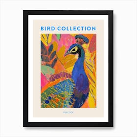 Colourful Brushwork Peacock 1 Poster Art Print