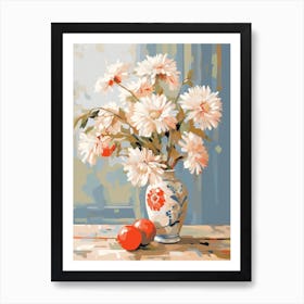 Gerbera Daisy Flower And Peaches Still Life Painting 3 Dreamy Art Print