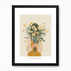 Bloom And Grow Spring Girl With Yellow Flowers 4 Art Print