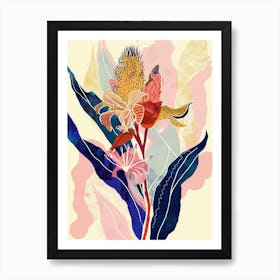 Colourful Flower Illustration Celosia 1 Art Print